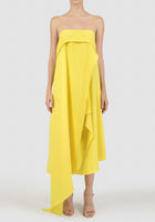 Lany yellow assymmetrical pleated dress