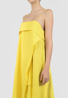 Lany yellow assymmetrical pleated dress