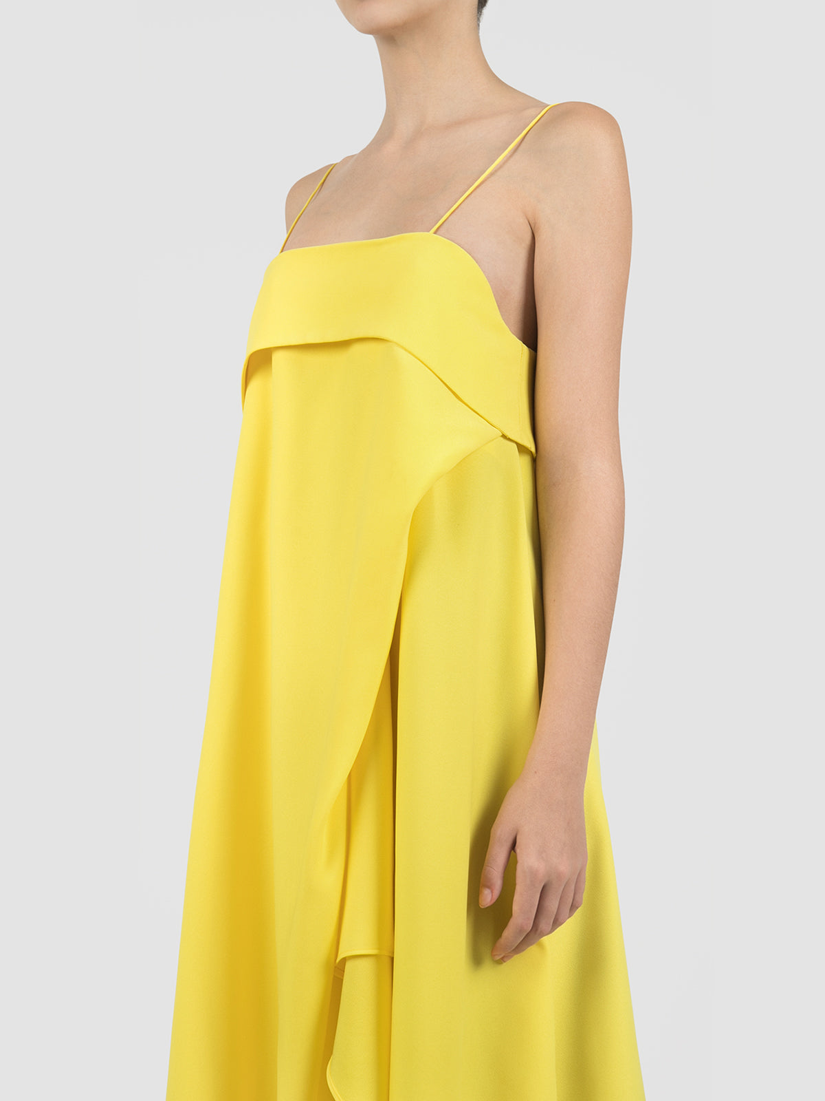 Lany yellow assymmetrical pleated dress