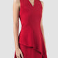 Lea red midi dress with draping peplum