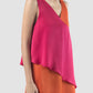 Fuschia-orange Rhombus two-toned midi dress