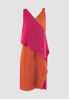 Fuschia-orange Rhombus two-toned midi dress