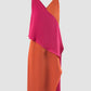 Fuschia-orange Rhombus two-toned midi dress