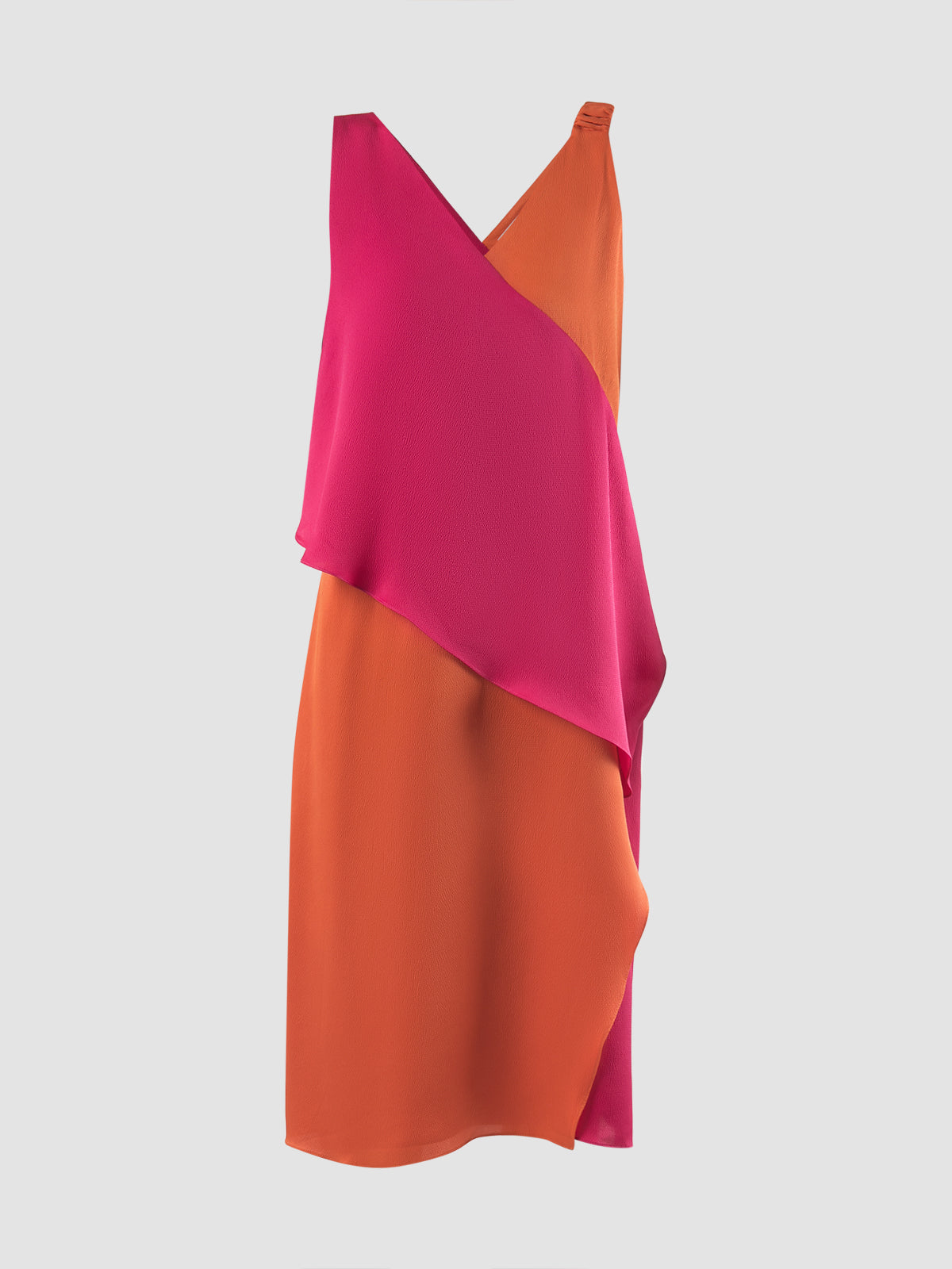 Fuschia-orange Rhombus two-toned midi dress