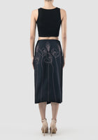 Maiko navy wrap midi skirt