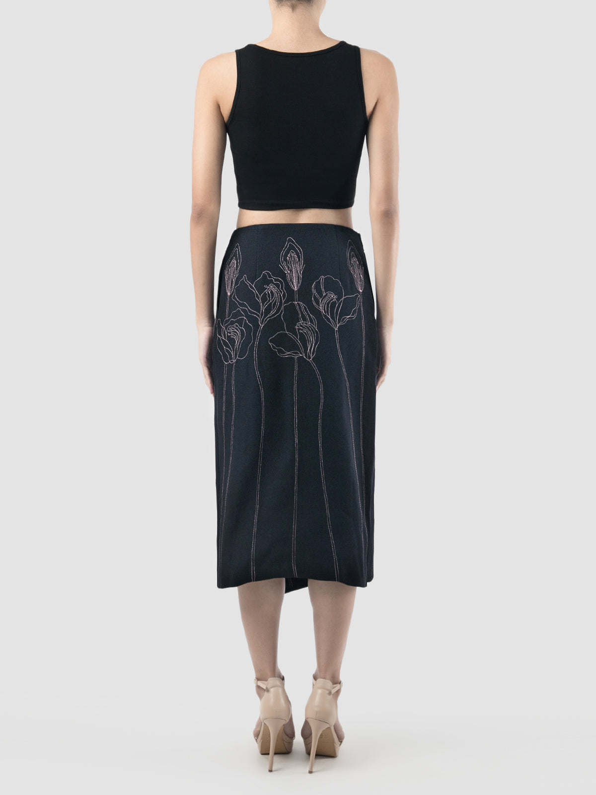 Maiko navy wrap midi skirt