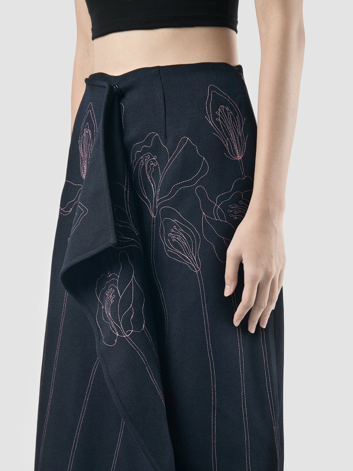 Maiko navy wrap midi skirt