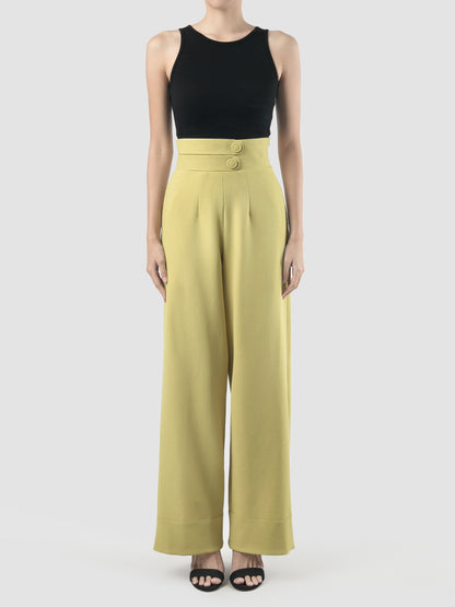 Lava lime green high-waisted long pants