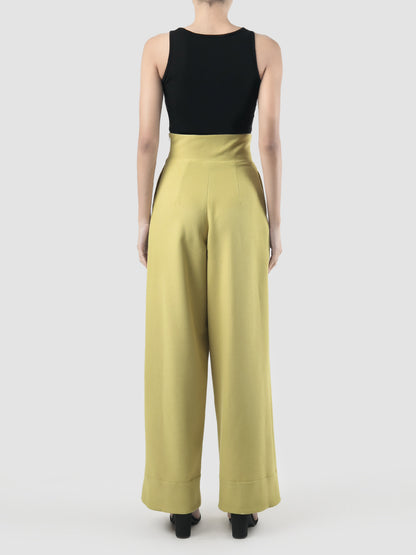 Lava lime green high-waisted long pants