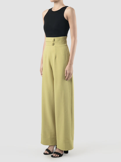 Lava lime green high-waisted long pants