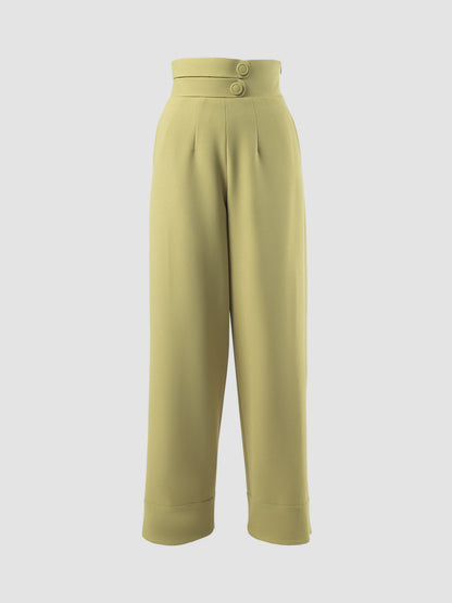 Lava lime green high-waisted long pants