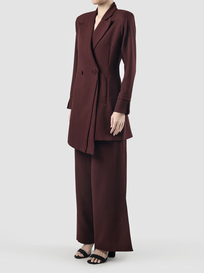 Phal maroon asymmetrical suit jacket