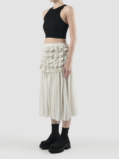 Emilija white midi skirt with shirring details