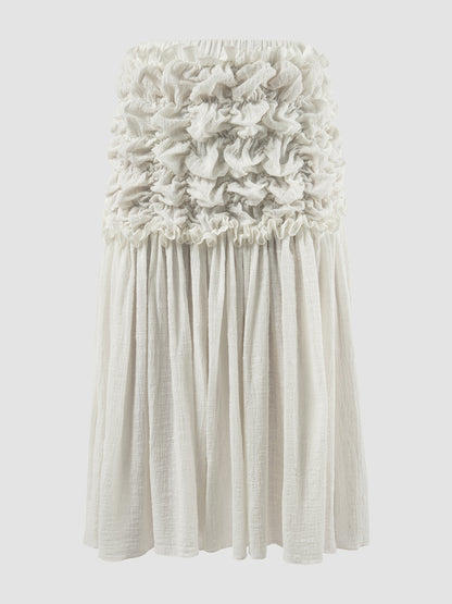 Emilija white midi skirt with shirring details