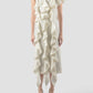 Libe White Ruffled Midi Dress