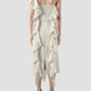 Libe White Ruffled Midi Dress