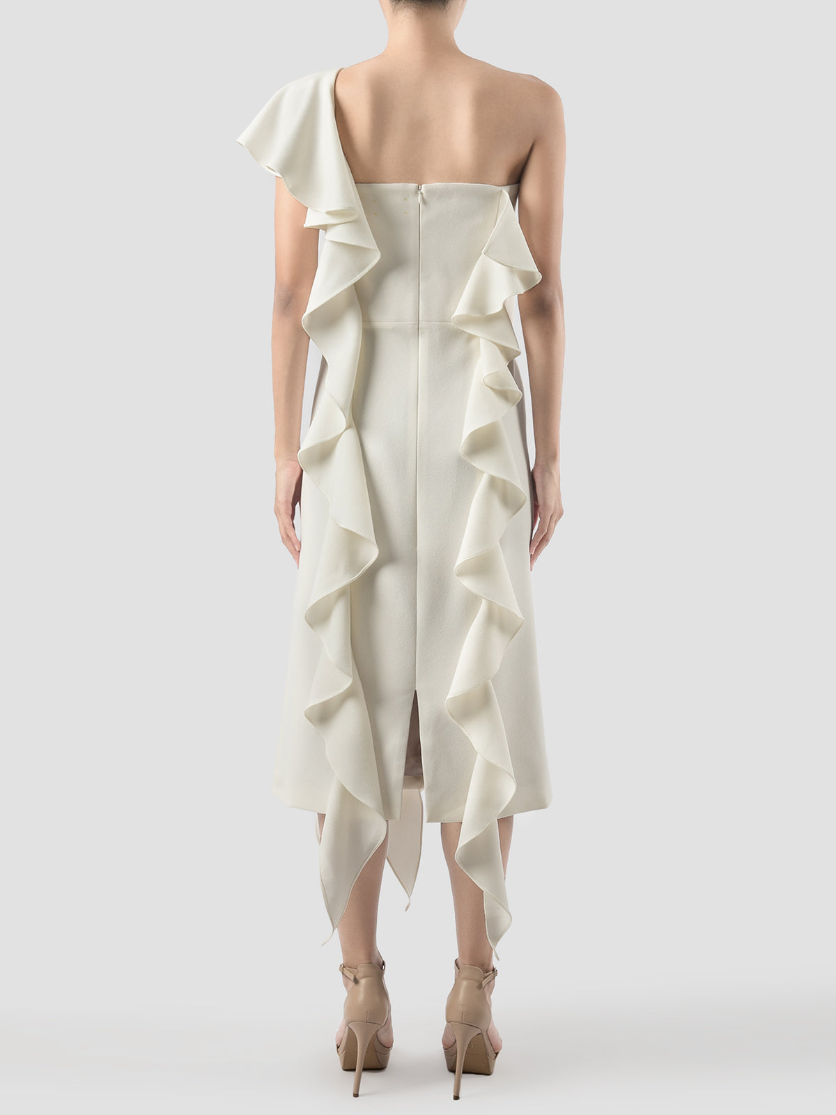 Libe White Ruffled Midi Dress