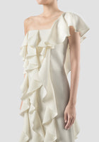 Libe White Ruffled Midi Dress