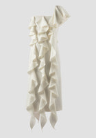 Libe White Ruffled Midi Dress