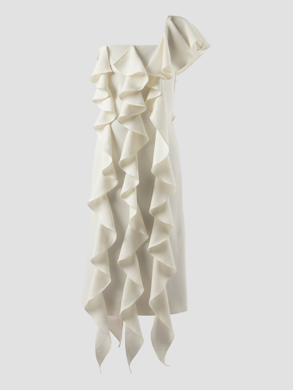 Libe White Ruffled Midi Dress