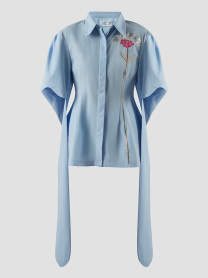 Petal Blue Short-Sleeved Shirt