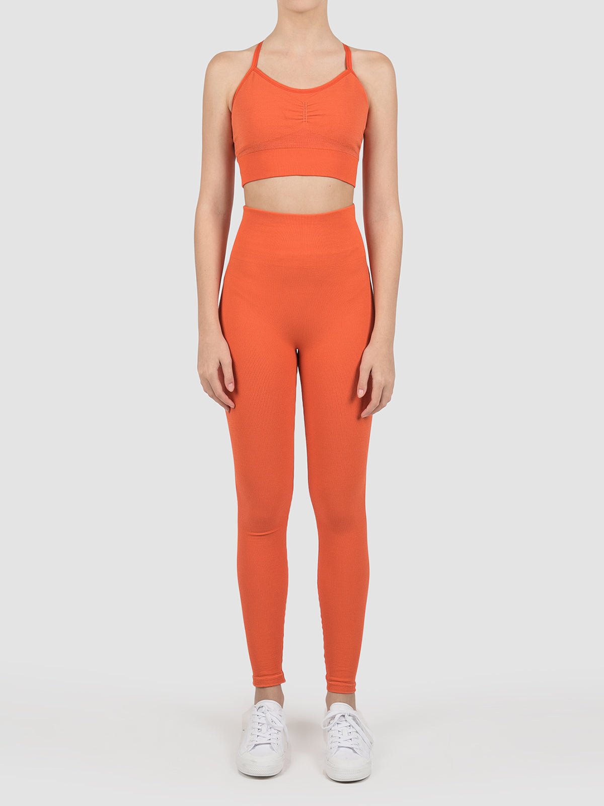 Seamless Knit Orange Merino Blend Leggings