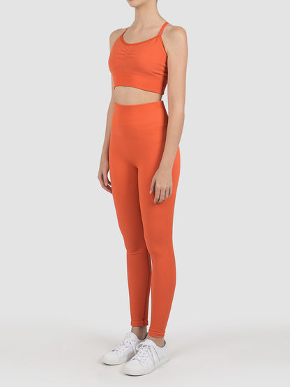 Seamless Knit Orange Merino Blend Leggings