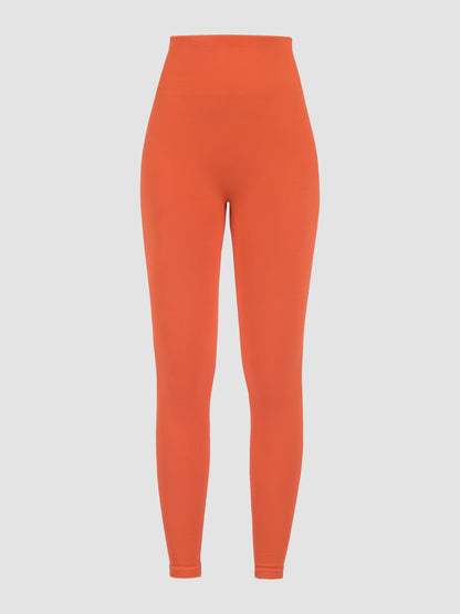 Seamless Knit Orange Merino Blend Leggings