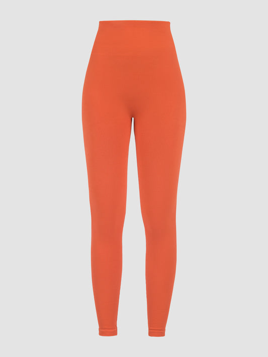 Seamless Knit Orange Merino Blend Leggings