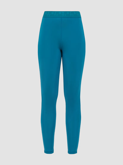 Blue Bonded Jersey Silk Sheen Leggings