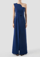 Manxom Cerulean blue one-shouldered maxi dress