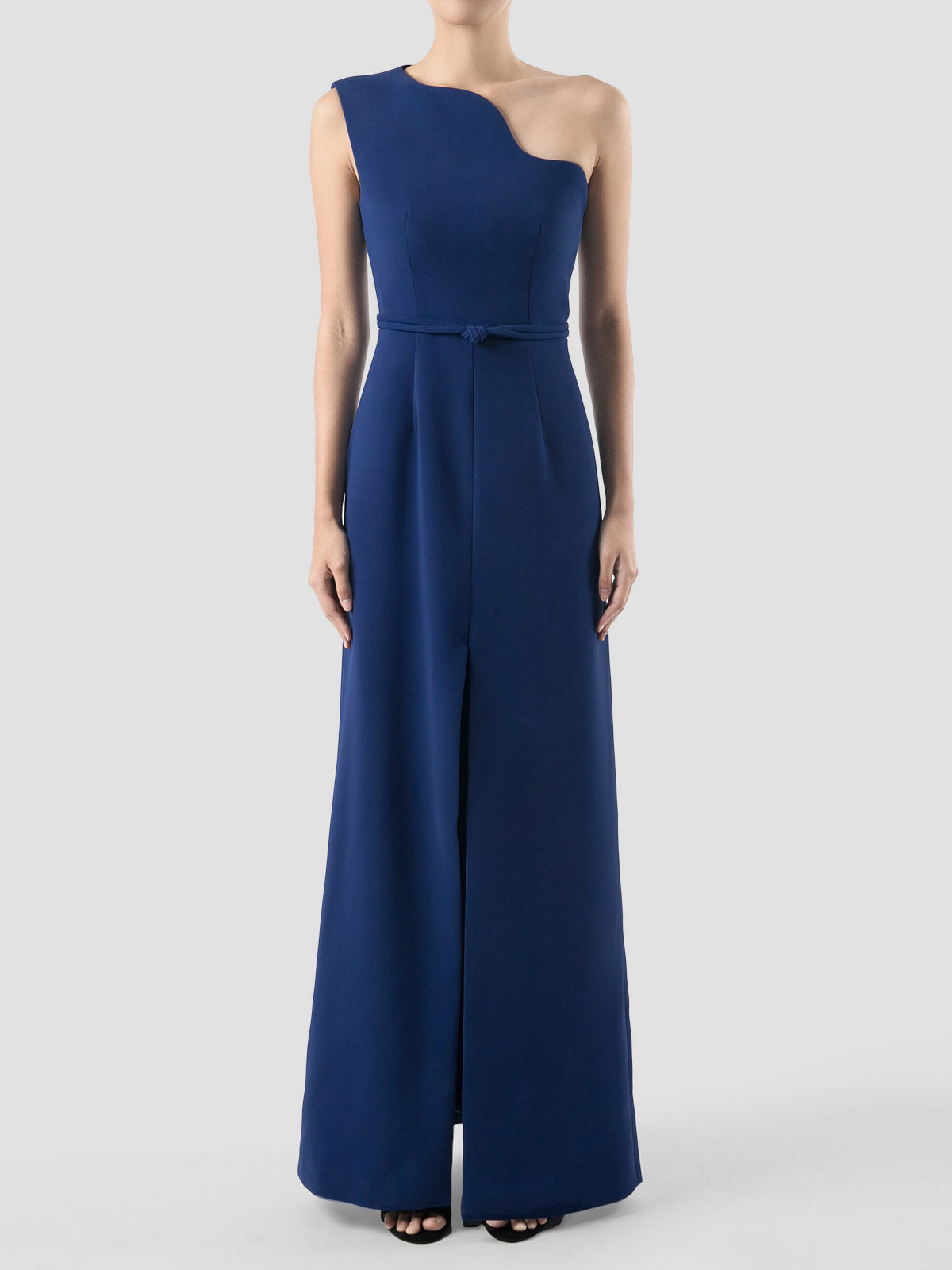 Manxom Cerulean blue one-shouldered maxi dress