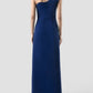 Manxom Cerulean blue one-shouldered maxi dress