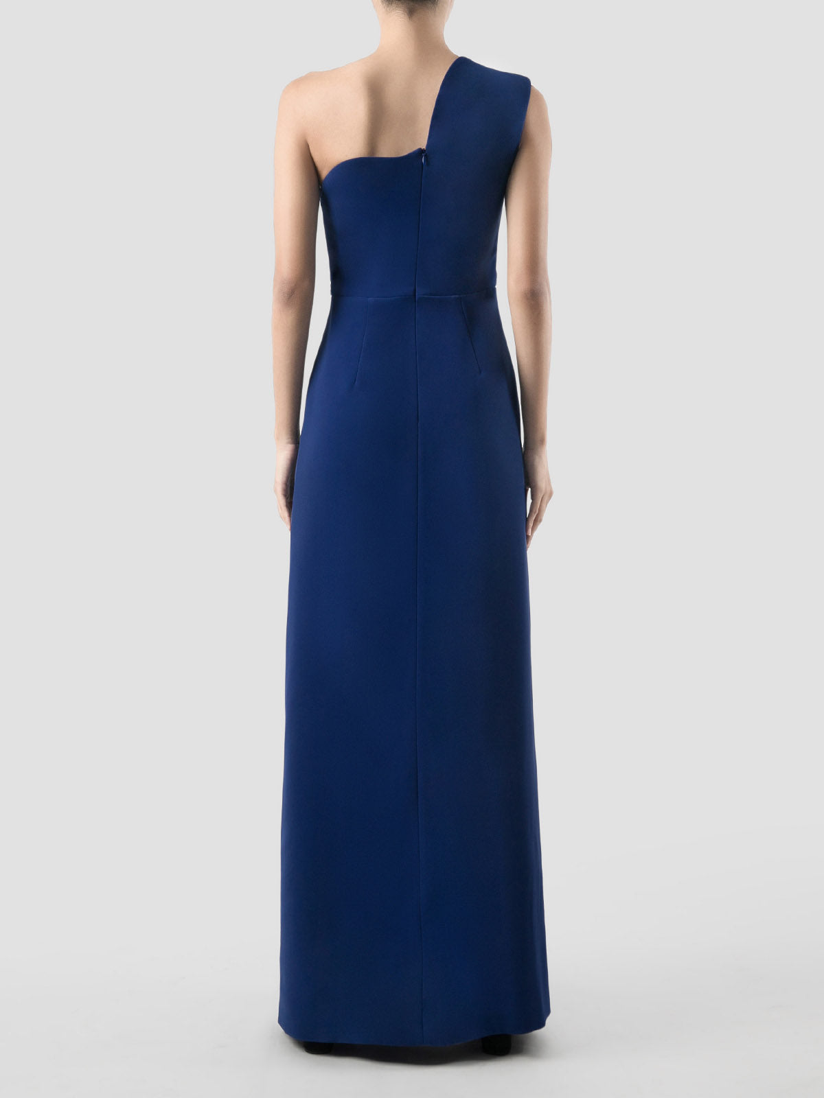 Manxom Cerulean blue one-shouldered maxi dress