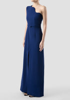 Manxom Cerulean blue one-shouldered maxi dress