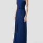 Manxom Cerulean blue one-shouldered maxi dress