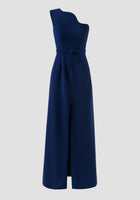 Manxom Cerulean blue one-shouldered maxi dress