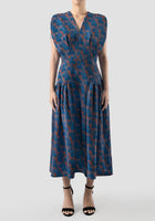 Fairfarren blue-orange jacquard maxi dress