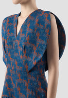 Fairfarren blue-orange jacquard maxi dress