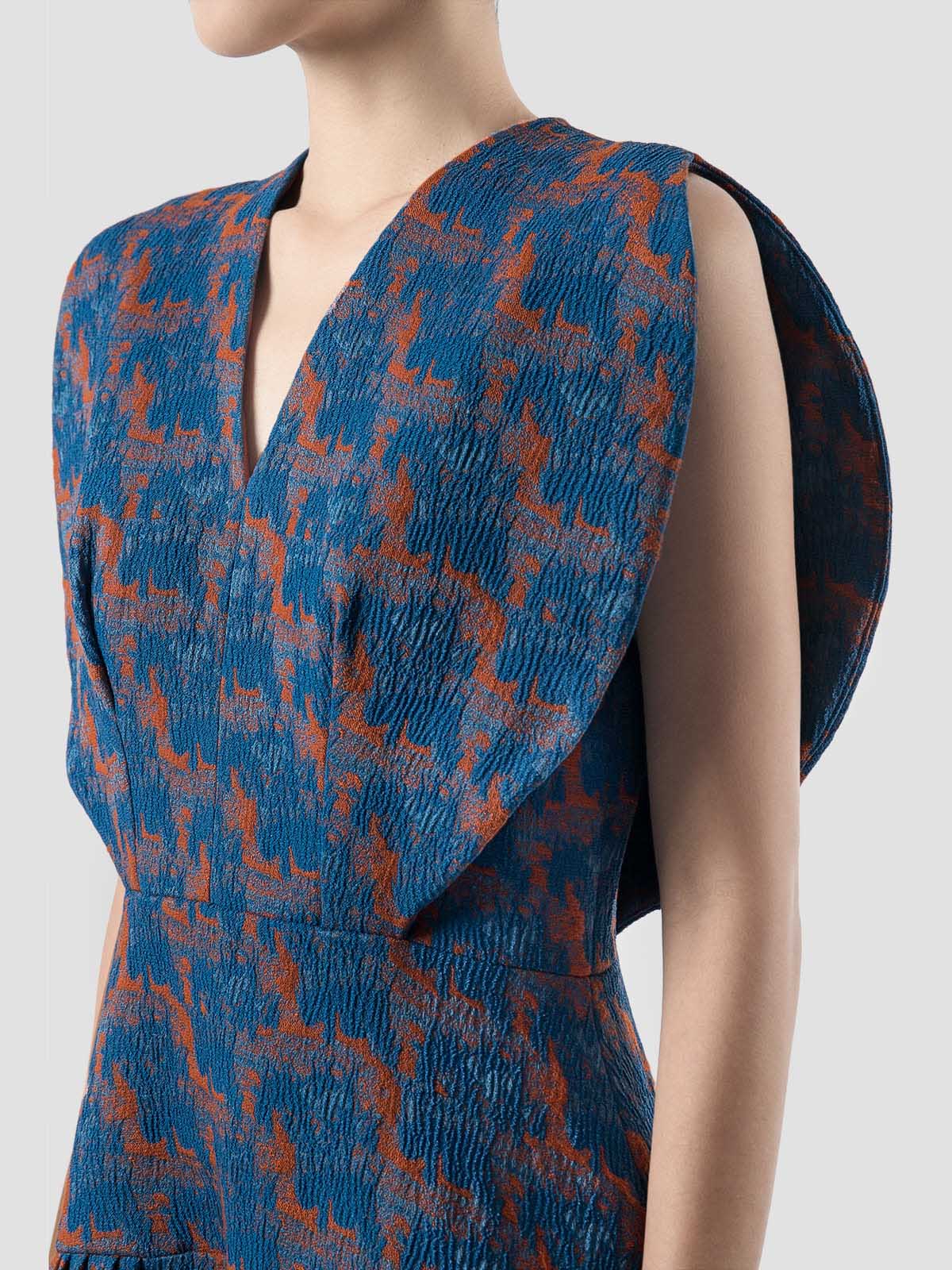 Fairfarren blue-orange jacquard maxi dress