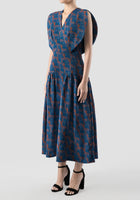 Fairfarren blue-orange jacquard maxi dress