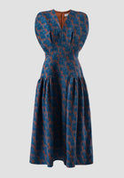 Fairfarren blue-orange jacquard maxi dress