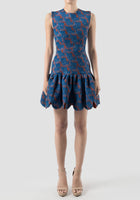 Jubjub blue-orange jacquard mini dress