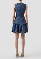 Jubjub blue-orange jacquard mini dress