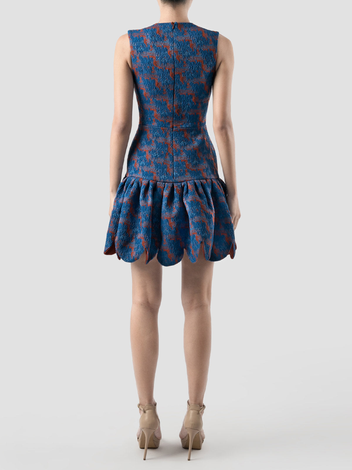 Jubjub blue-orange jacquard mini dress