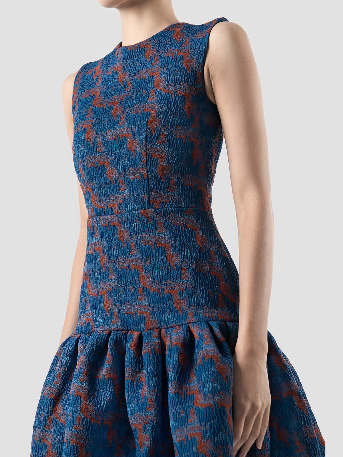 Jubjub blue-orange jacquard mini dress