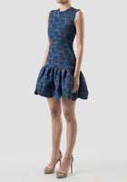 Jubjub blue-orange jacquard mini dress