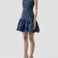 Jubjub blue-orange jacquard mini dress