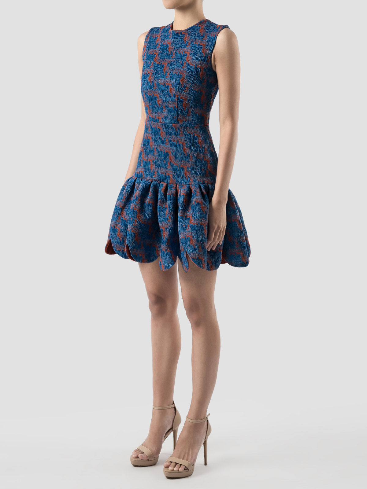 Jubjub blue-orange jacquard mini dress