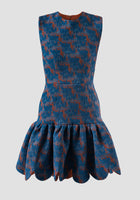 Jubjub blue-orange jacquard mini dress